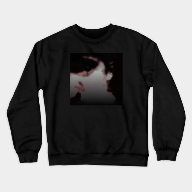 Portrait, digital collage and special processing. Face, man. Like from night dream. Looking on us. Red, white. Crewneck Sweatshirt by 234TeeUser234